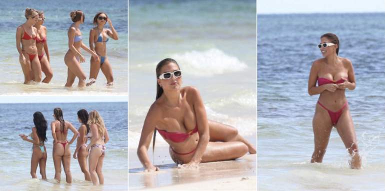 Кара Дель Торо на пляже с подругами