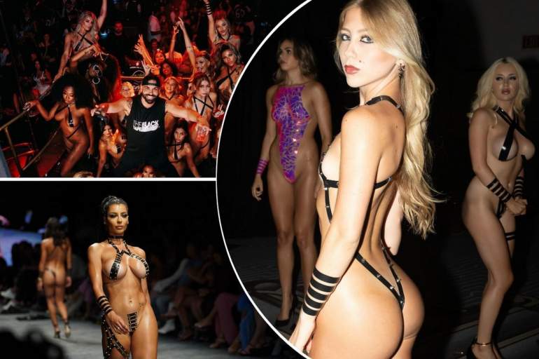 Плавательные костюмы из скотча на Miami Swim Week.