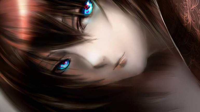 Аниме: Синие глаза - картинки девушки