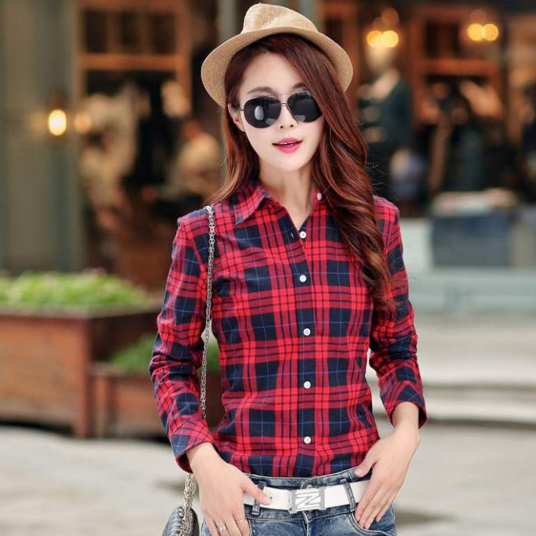 Стиль: Клетчатая рубашка красная с черным - фото идеи