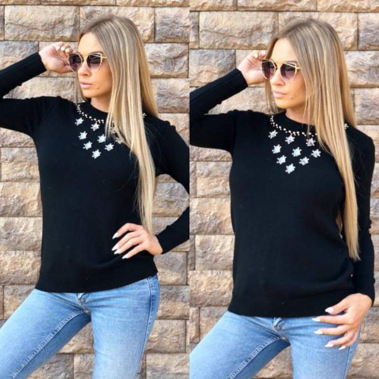 Стиль: Костюм трикотажный женский со стразами - фото идеи