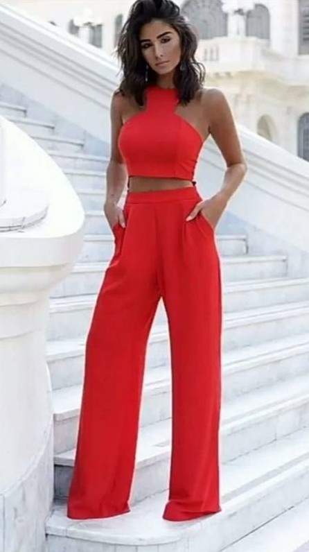 Стиль: Красные брюки клеш - фото идеи