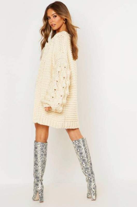 Стиль: Вязаные платья крупной вязки - фото идеи