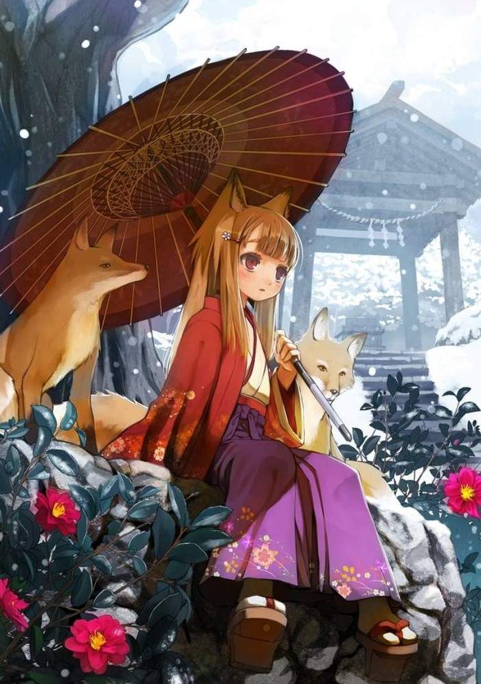 Аниме девушка Лисичка - картинки