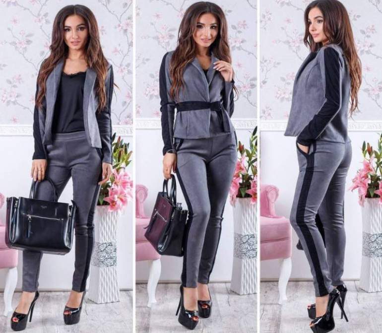 Стиль: Брючный костюм из экокожи - фото идеи