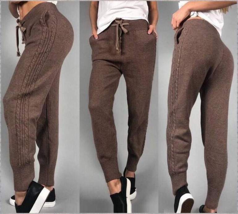 Стиль: Вязаные брюки - фото идеи