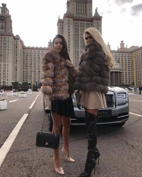 Богатая красивая девушка в шубе на фото