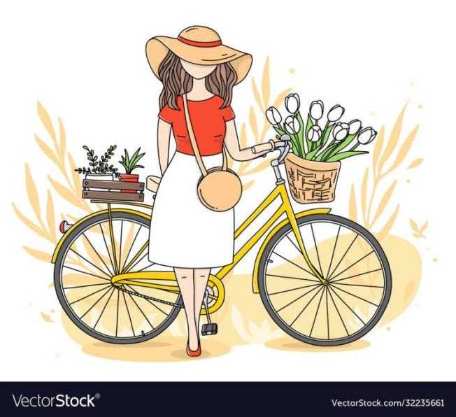 Красивая девушка на велике в шапке