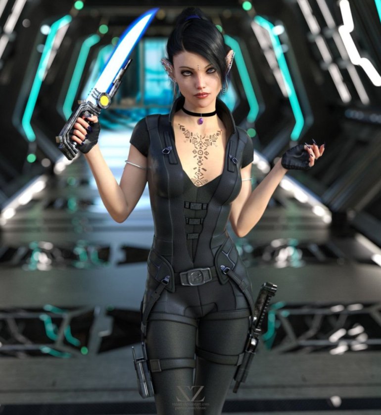 Красивые девушки и Киберпанк стиль