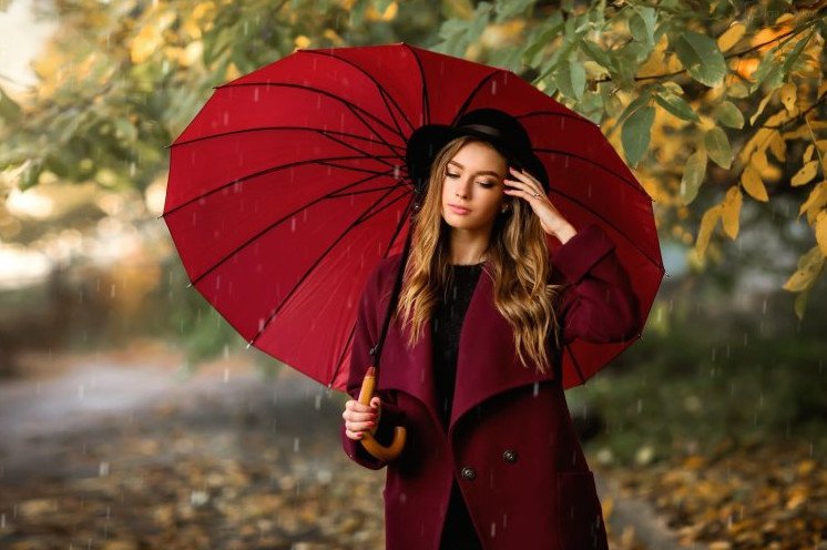 Очаровательные женщины в пышноватых платьицах с зонтиком на фото