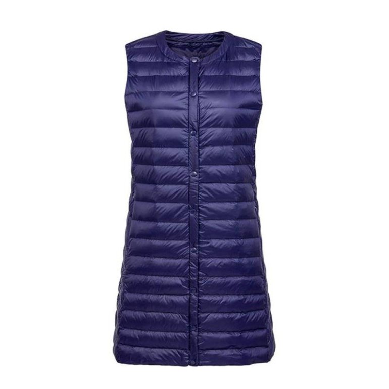 Стиль: Длинный пуховый жилет - фото идеи