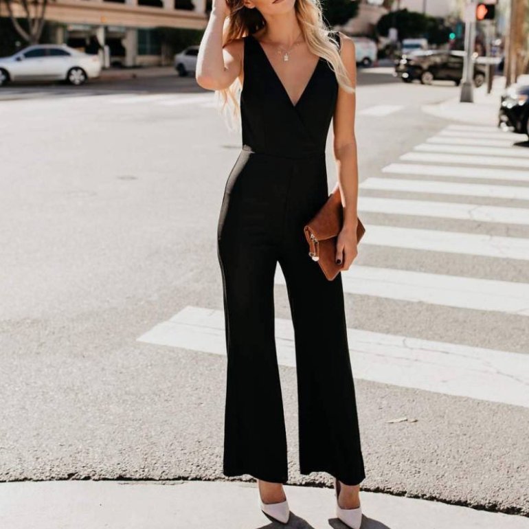 Стиль: Комбинезон с широкими штанами - фото идеи