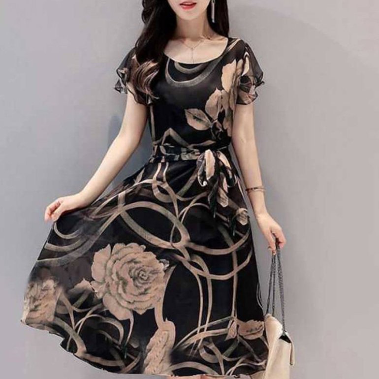 Стиль: Красивые платья из шифона с длинным рукавом - фото идеи