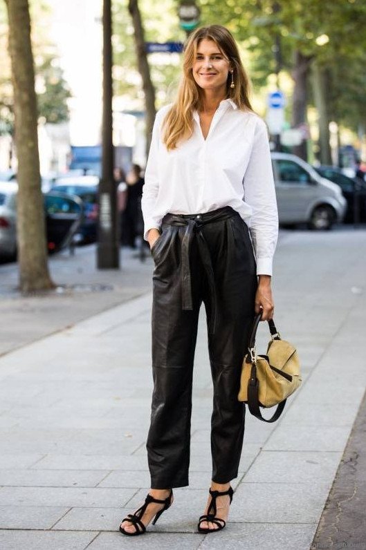 Стиль: Широкие брюки с рубашкой - фото идеи