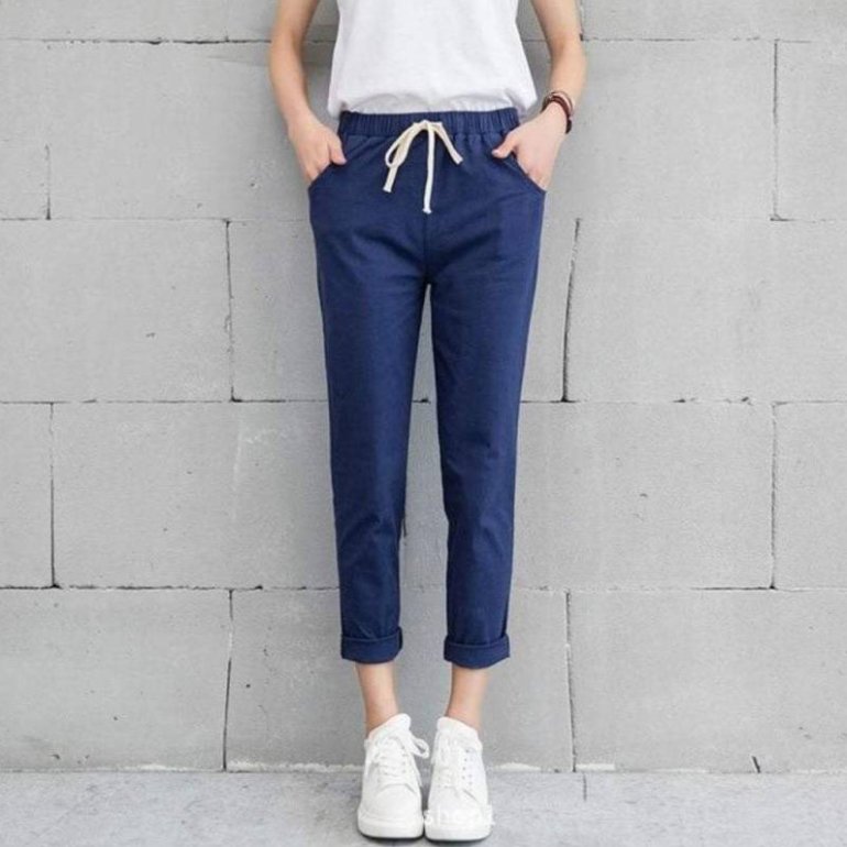 Стиль: Синие брюки - фото идеи