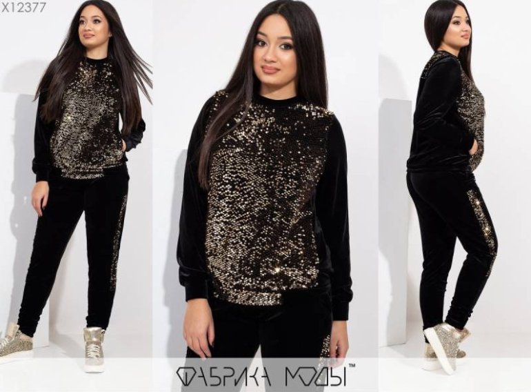 Стиль: Велюровый костюм с пайетками - фото идеи