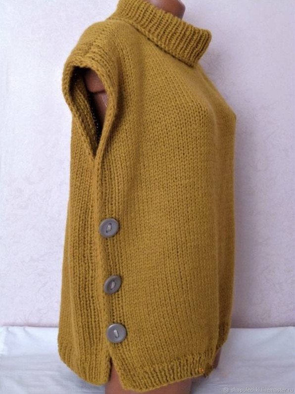 Стиль: Вязаный жилет пончо - фото идеи