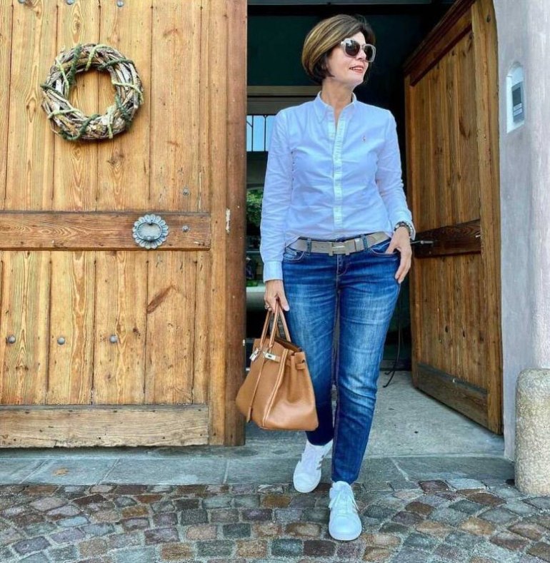 Стиль: Женские джинсовые рубашки больших - фото идеи