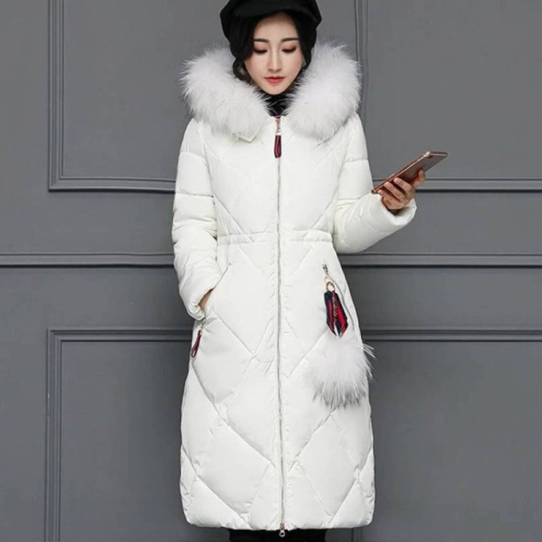 Стиль: Зимний пуховик женский с воротником - фото идеи