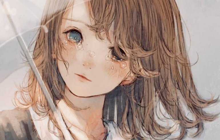 Заплаканное лицо - аниме картинки