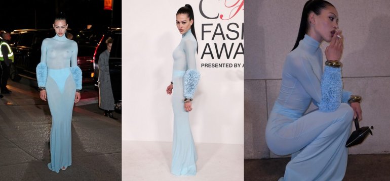 Фото: Амелия Хэмлин в просвечивающем платье