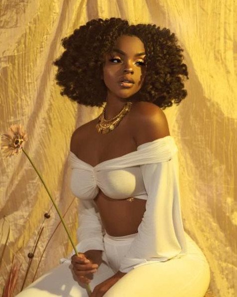 Чернокожая рыжеватая красивая девушка