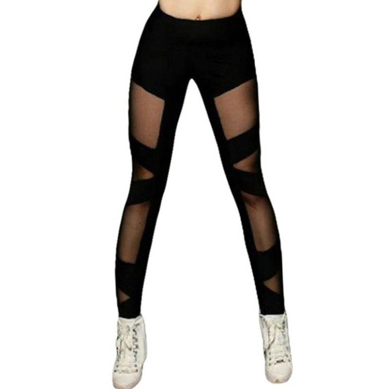Мода: Легинсы черные с сеткой