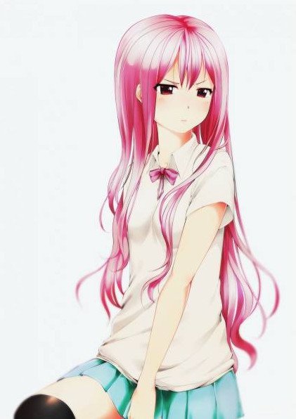 Аниме тян с розовыми волосами - картинки