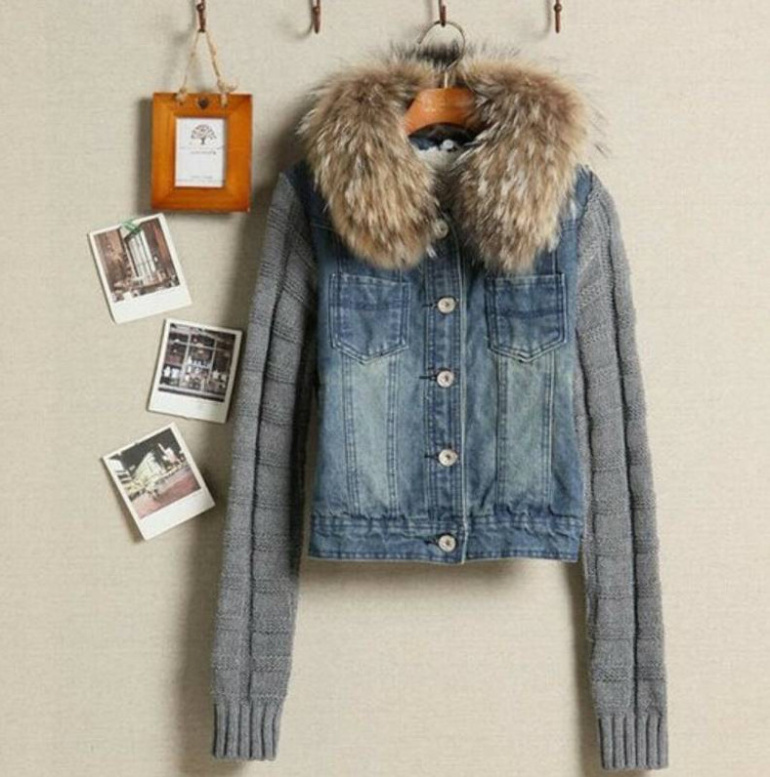 Мода: Джинсовая куртка с мехом женская оверсайз