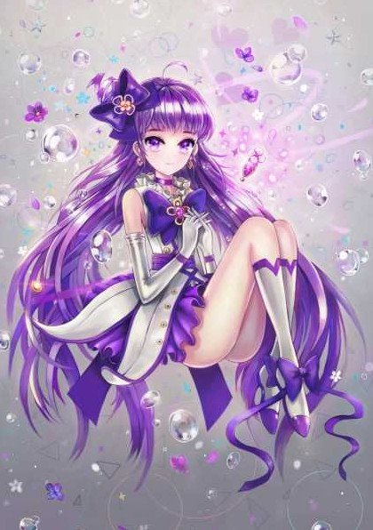 Аниме девушка с фиолетовыми волосами - картинки