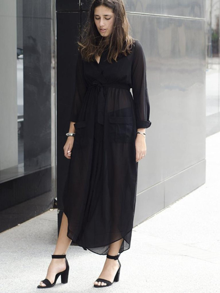 Длинное черное платье-рубашка: стиль и удобство в одном