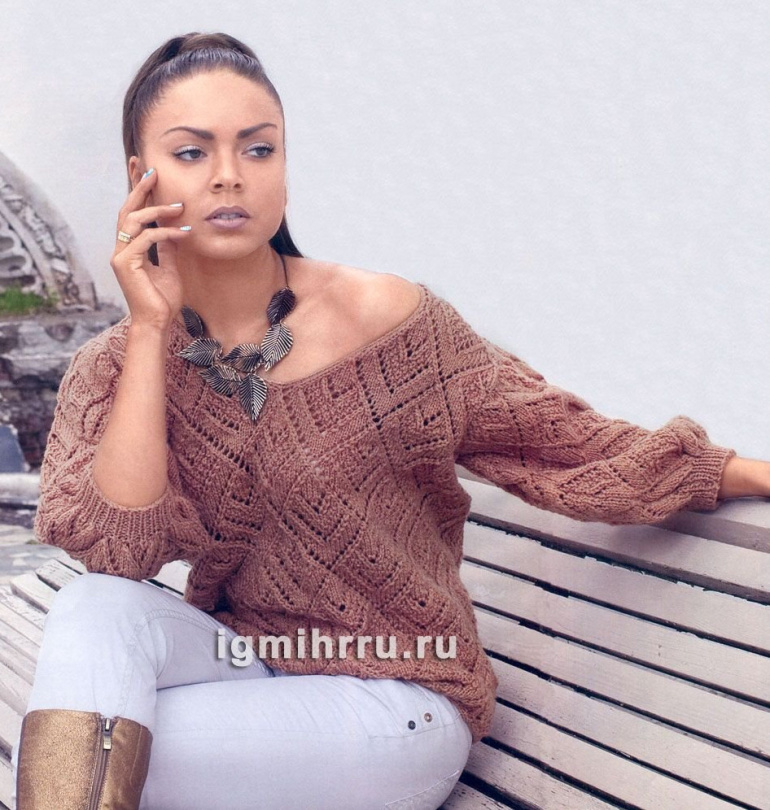 Как связать джемпер с ажурными ромбами: мастер-класс