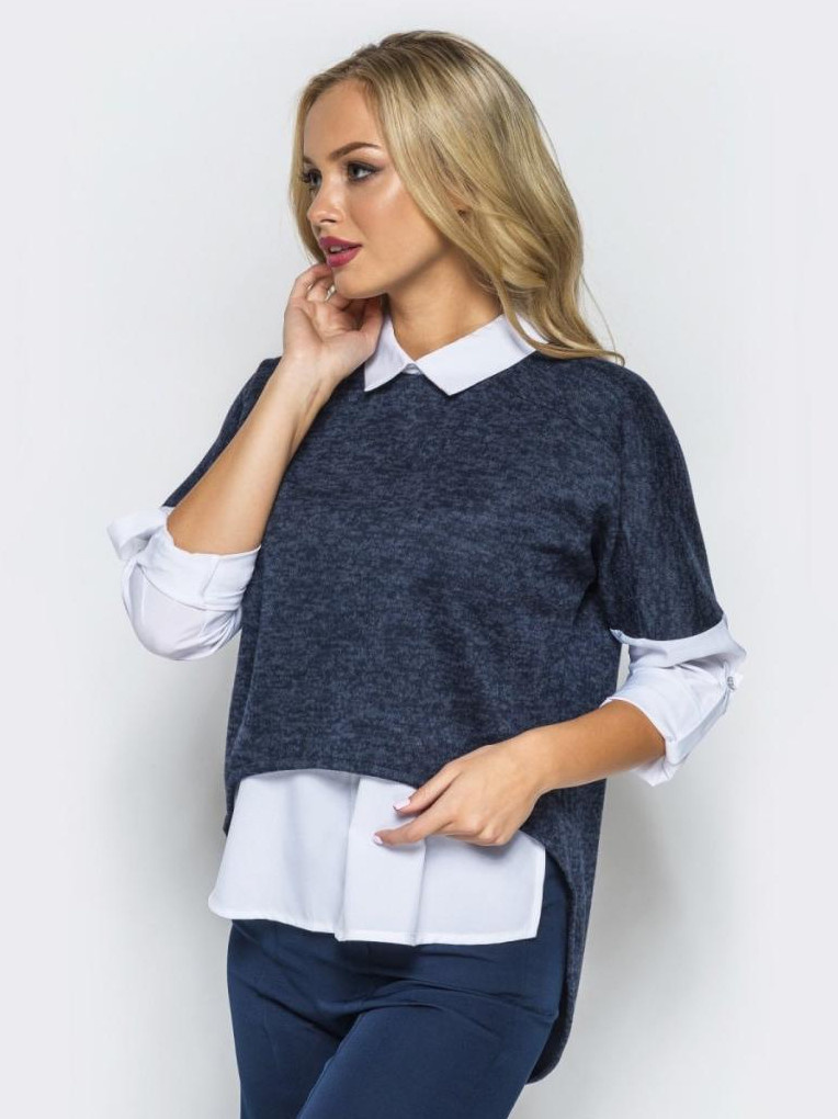 Мода: Джемпер с рубашкой-обманкой