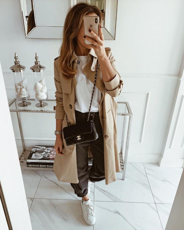 Модные образы с бежевым тренчем