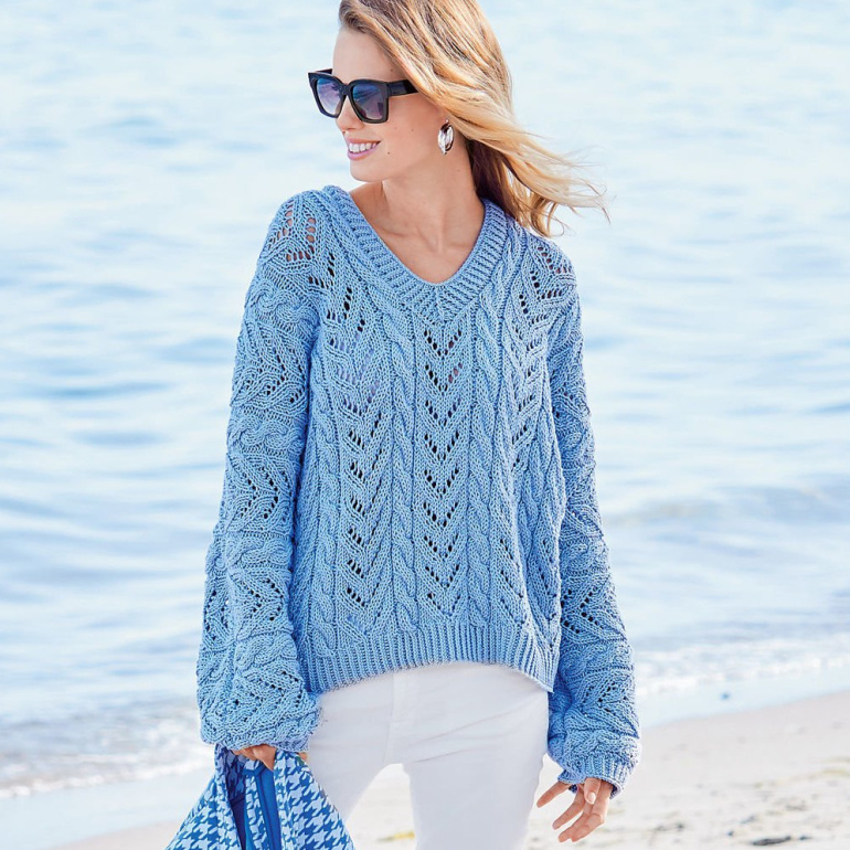 Модный голубой ажурный джемпер: идеальный выбор для стильного образа
