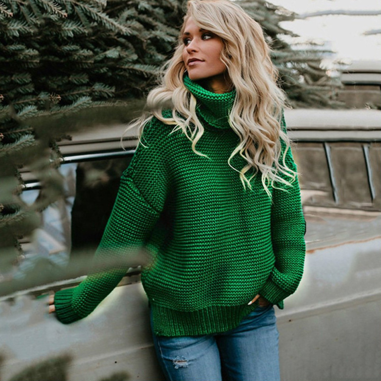 Вязаный зеленый джемпер для женщин