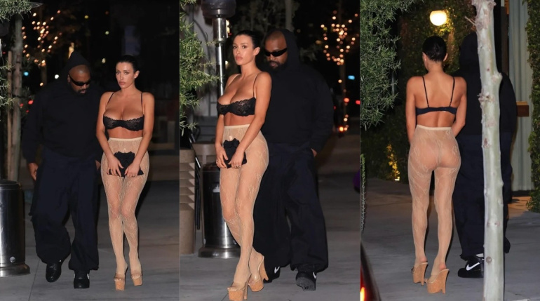 Бьянка Цензори пришла на ужин с мужем в колготках и бюстгальтере